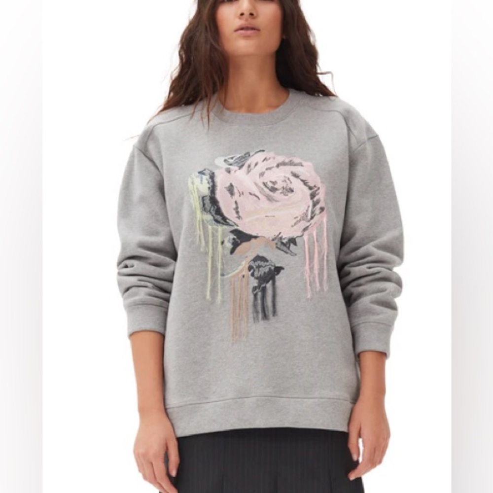 Ganni Gray Sweatshirt with Pastel Graphic